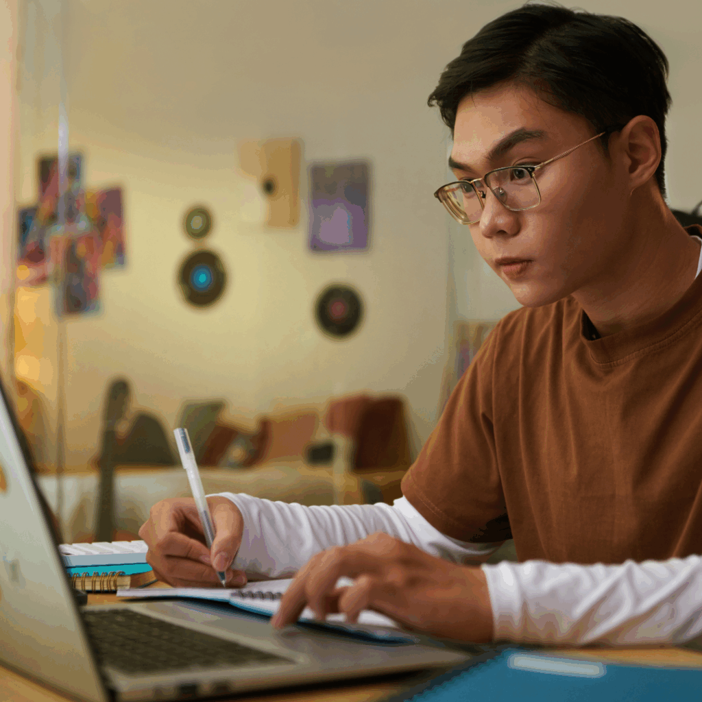 Student revising for exams using EdEx Online virtual learning platform