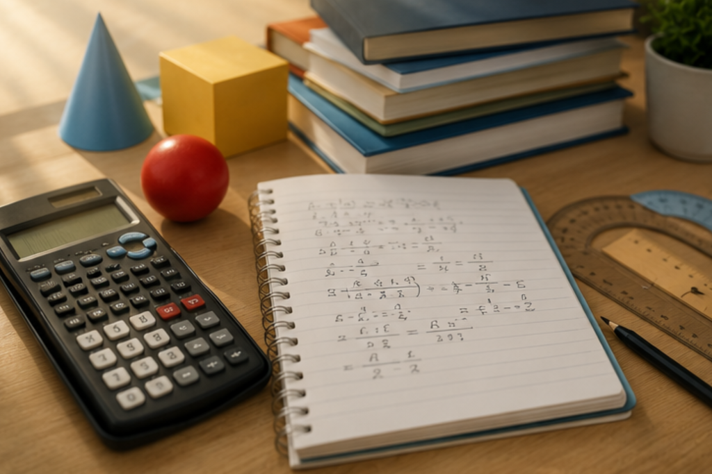 Homeschool student learning mathematics online at home